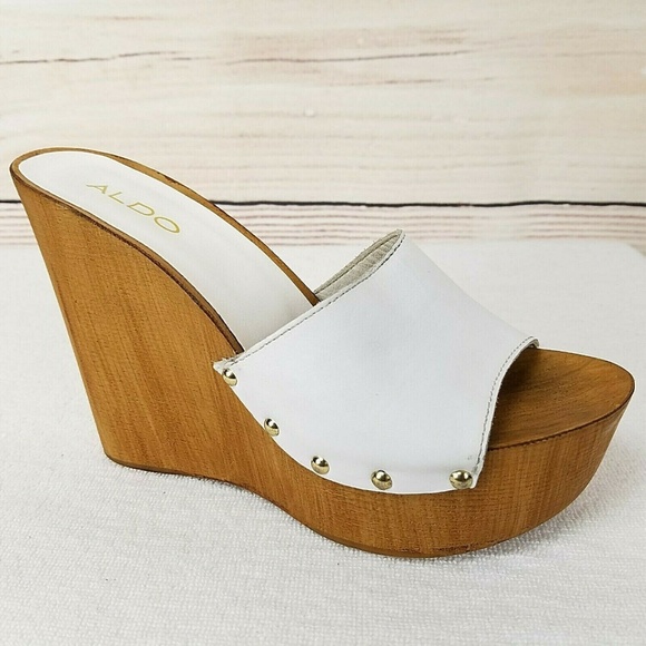 white wedge slide sandals